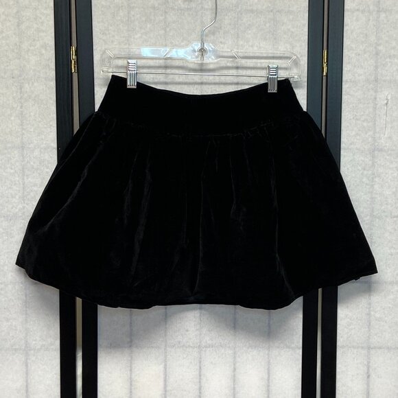 Velveteen Wide Waistband Poufy Gathered Mini Skirt Attached Shorts Skating Cheer - Picture 2 of 13